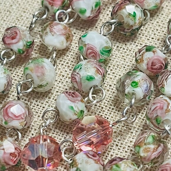 Breast Cancer Survivor Catholic Rosary - Sterling Silver - Picture 4 of 8